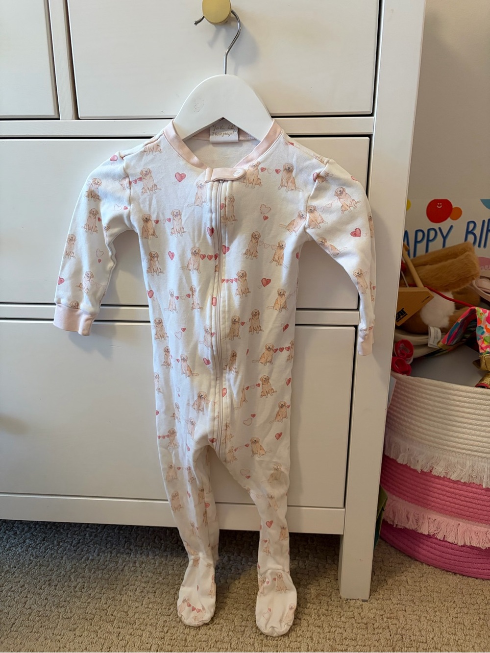 Lullaby Set Baby Footie 12-18 Months Labrador Dog Heart Print Zip